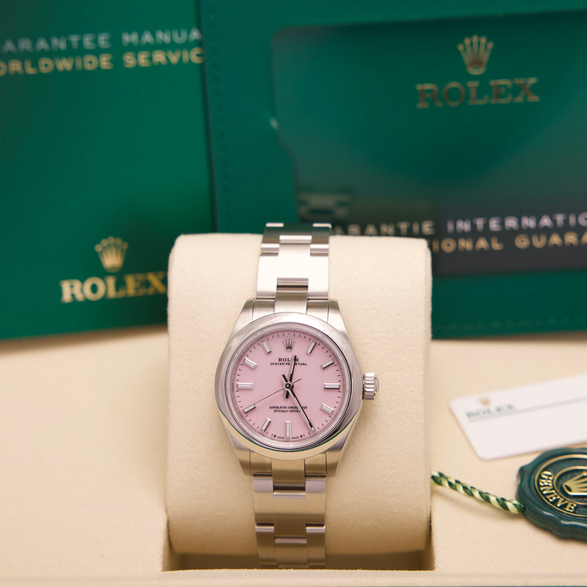 Rolex Oyster Perpetual 28 NEW Unworn 08/2026 Candy Pink 28mm LC100 Fullset